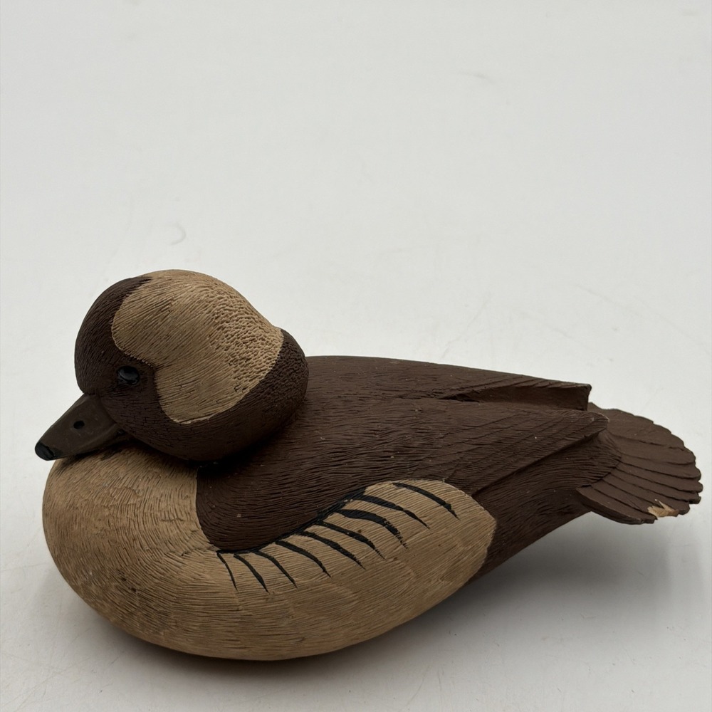 Hand Carved Ruddy Duck Decoy Folk Art Bufflehead Signed 1989 M Davis